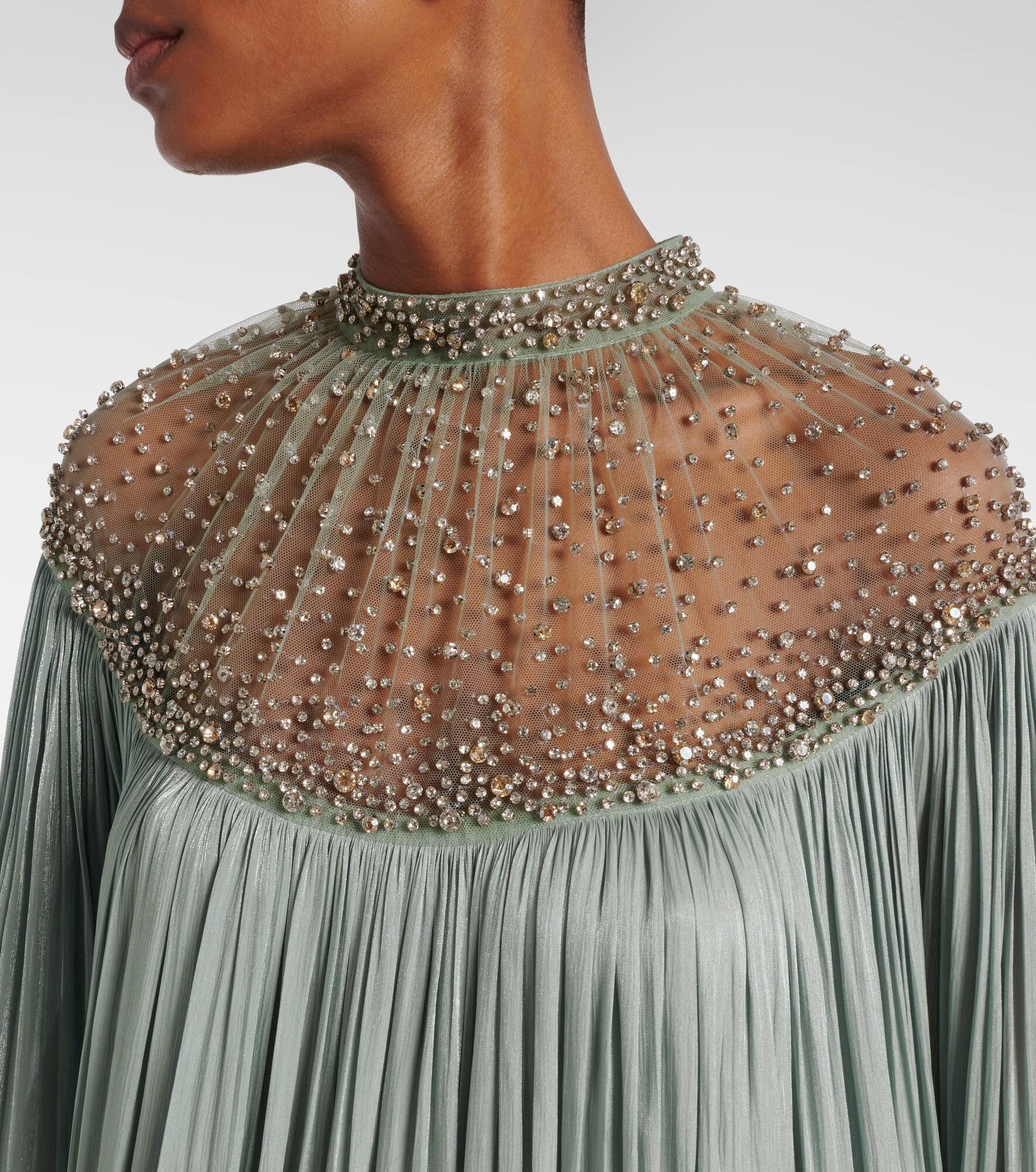 Ellima embellished plissé georgette gown - 4