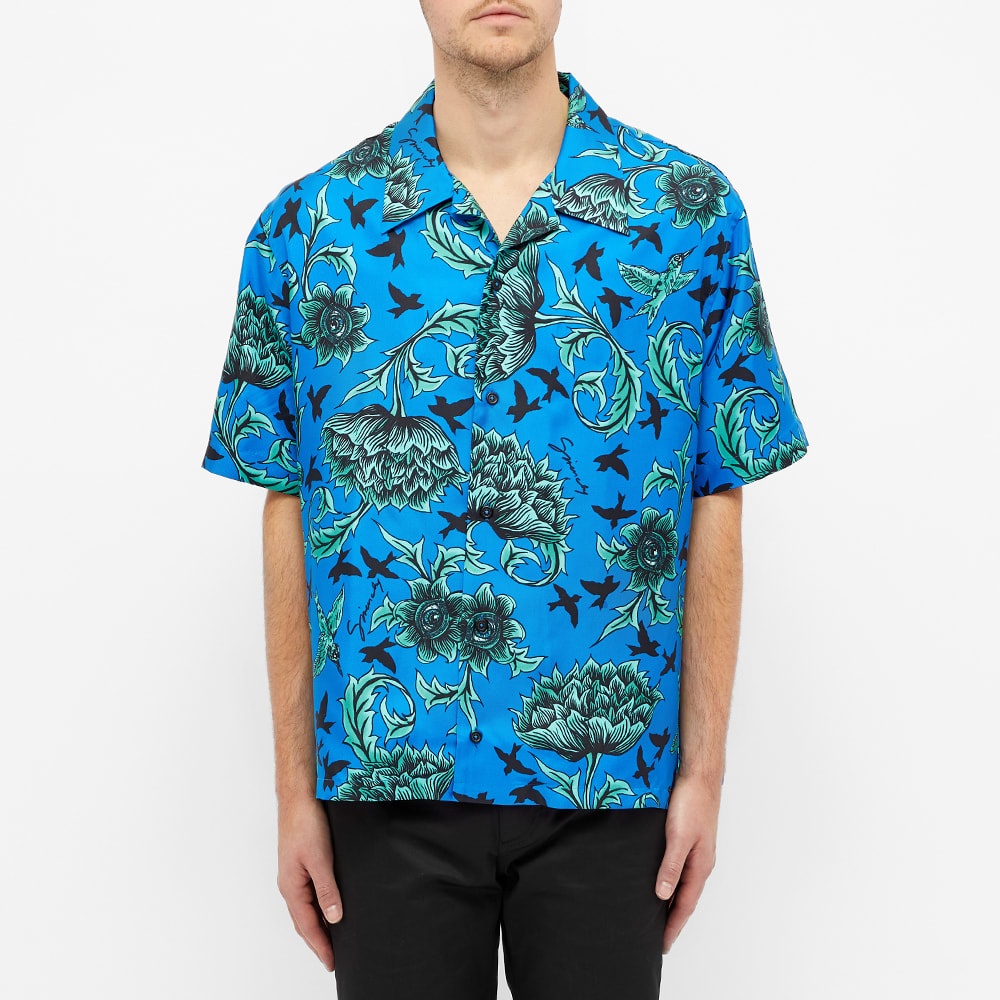 Givenchy Aqua Floral Print Hawaiian Silk Shirt - 5