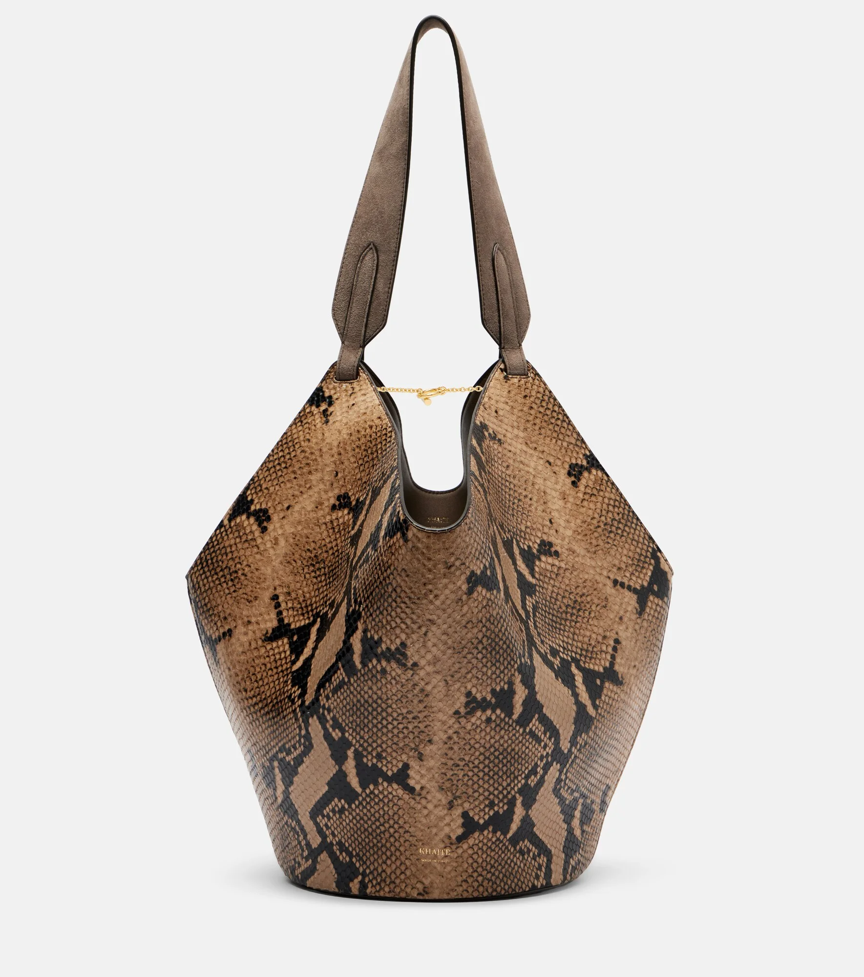 Lotus Small snake-effect leather tote bag - 1