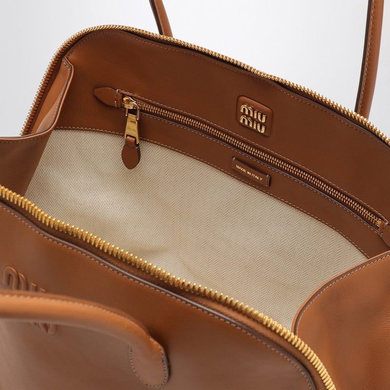 Miu Miu Cognac-Coloured Leather Bag With Logo Women - 4