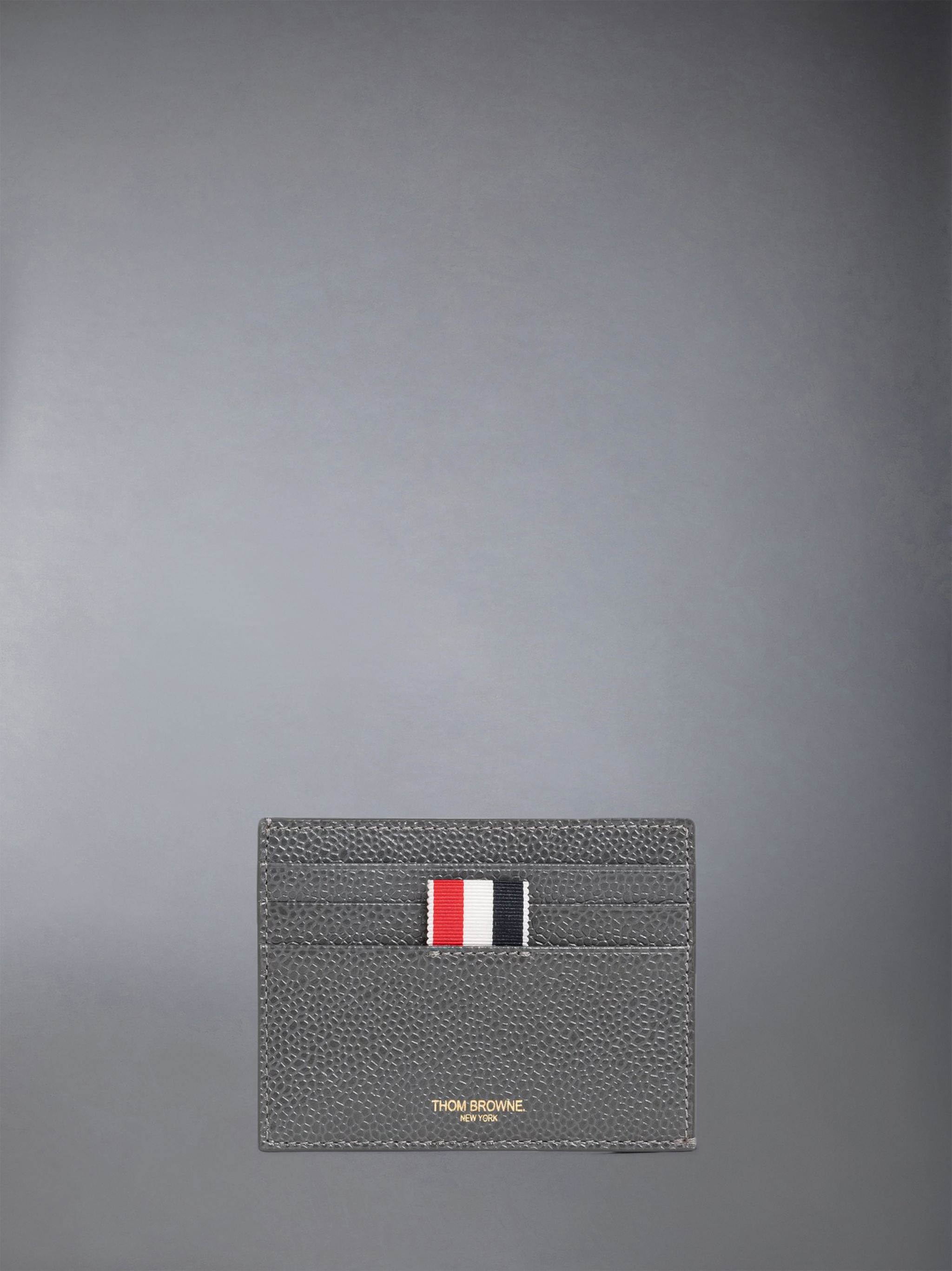 Dark Grey Pebble Grain Leather 4-Bar Single Cardholder - 1