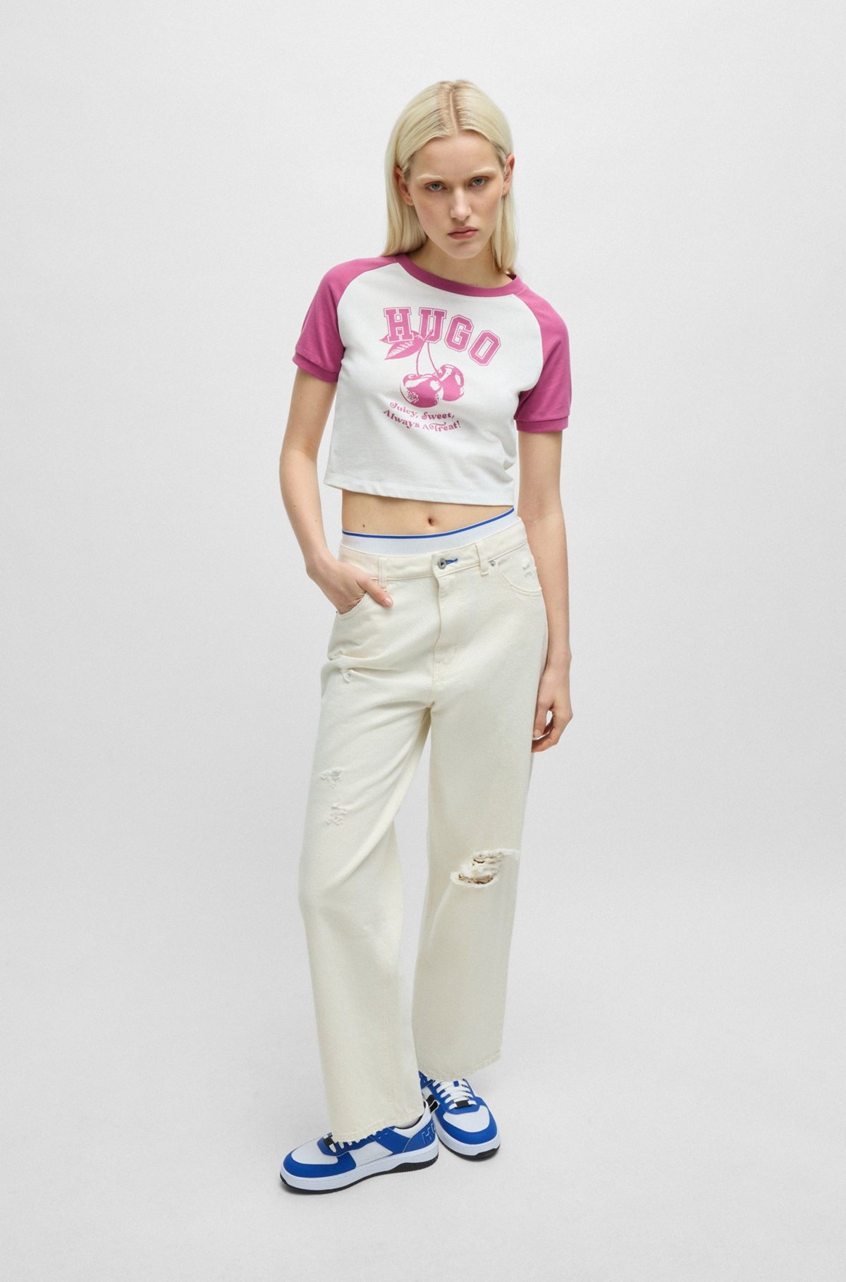 WIDE-LEG RELAXED-FIT JEANS IN DISTRESSED DENIM - 3