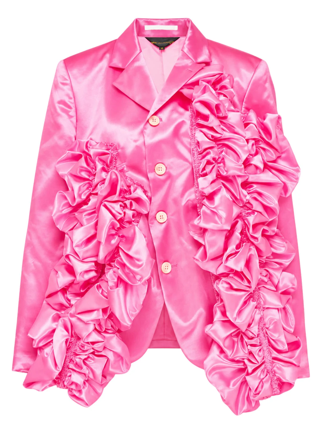 Pink Satin Ruffle Blazer - 1