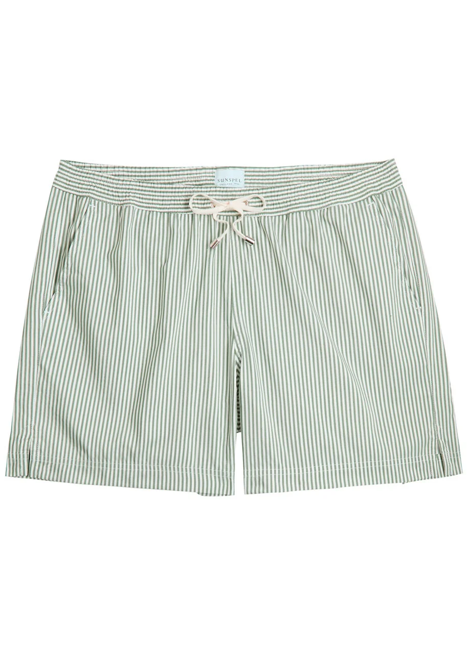 Sunspel Striped Cotton-blend Swim Shorts - 1