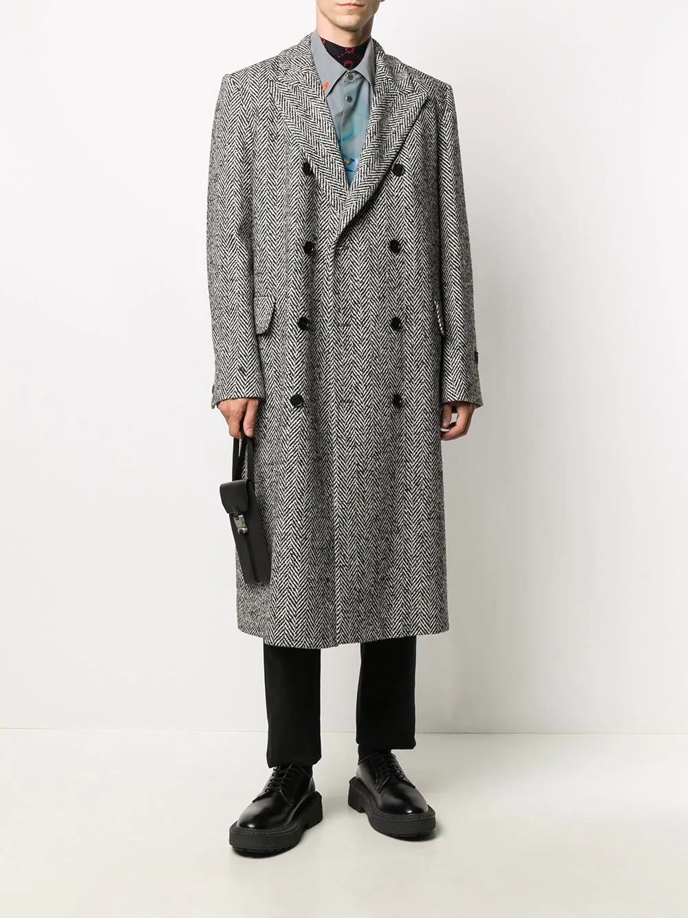 double-breasted mid-length coat - 2