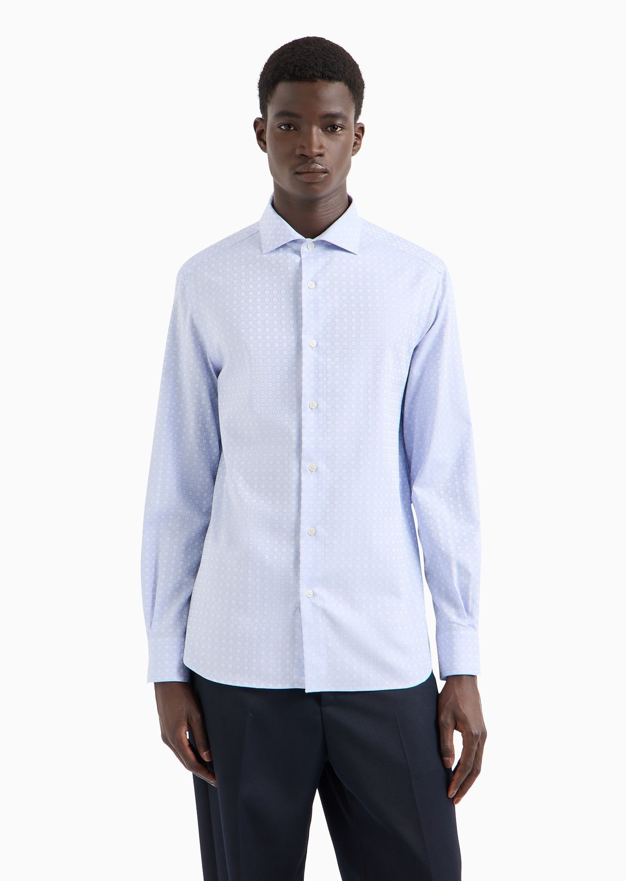 Cotton shirt with all-over jacquard logo pattern - 2