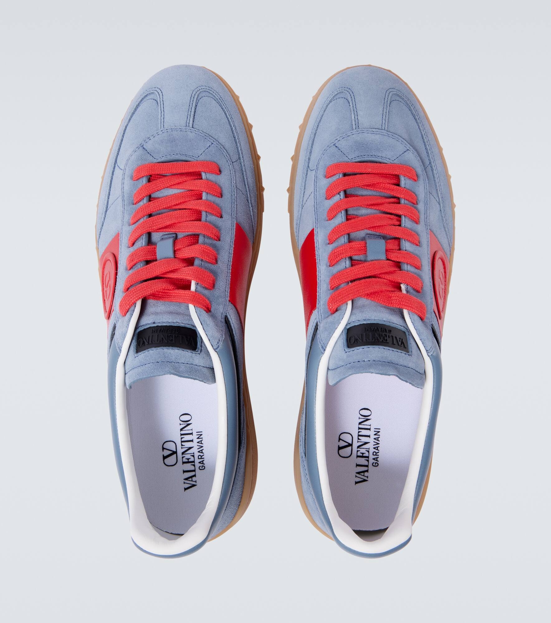 Upvillage leather-trimmed suede sneakers - 4