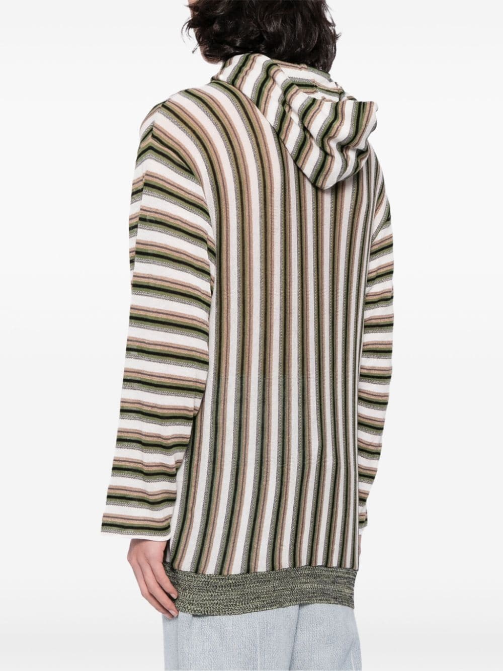 striped linen-blend hoodie - 5