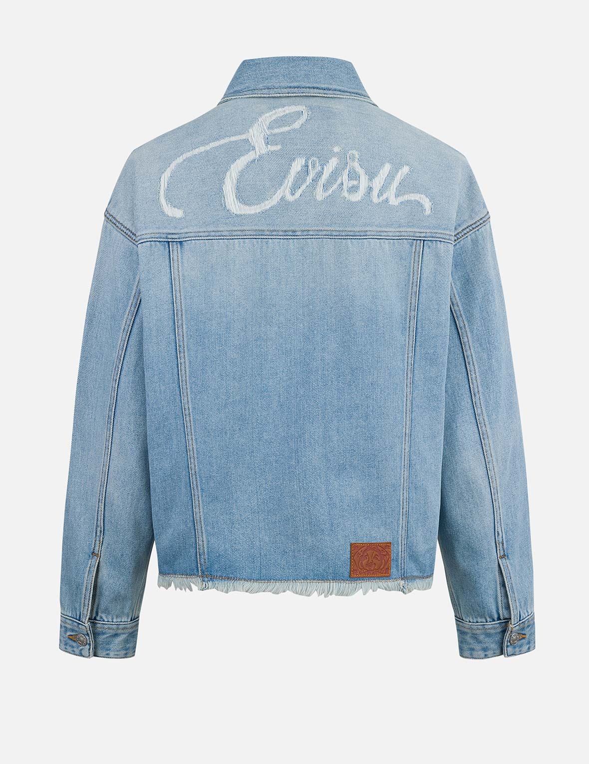 Deconstructed Logo and Seagull Embroidery Oversized Denim Jacket - 2