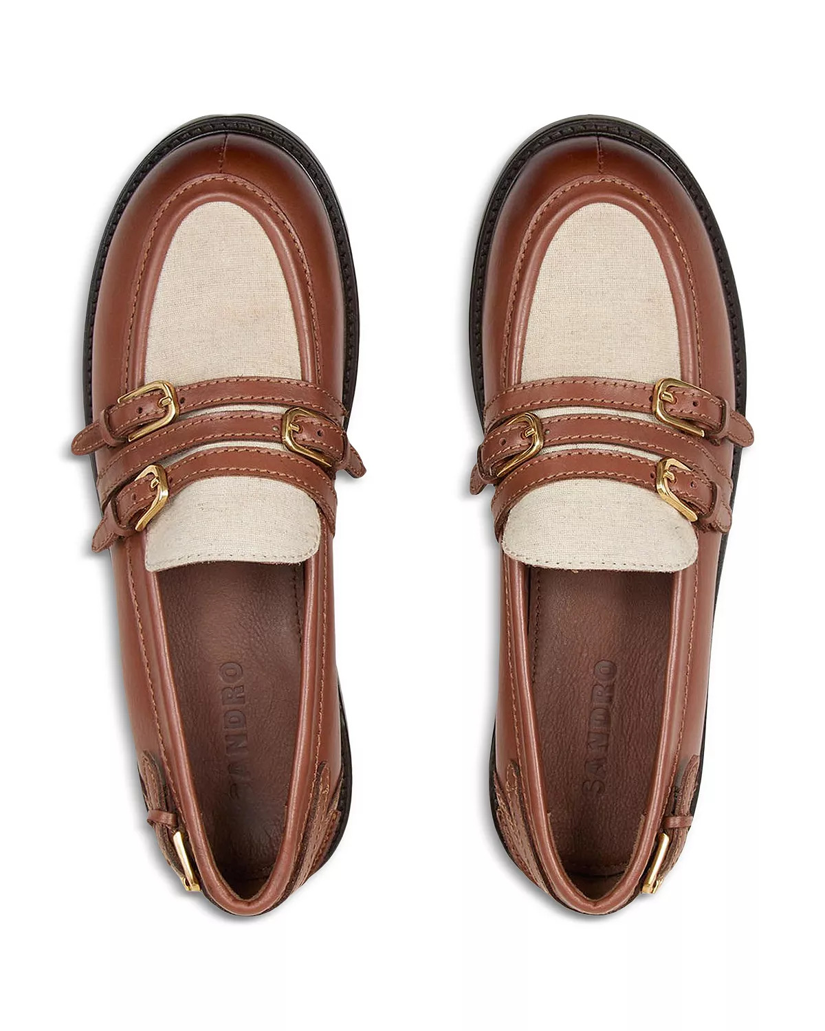 Women's Shiny Leather Buckled Loafers - 3