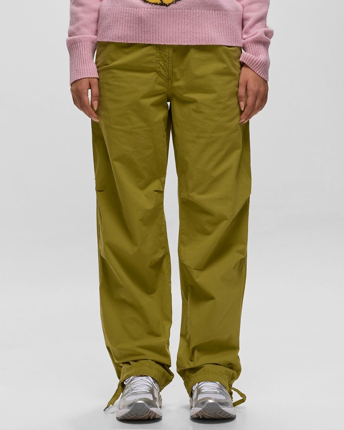 GANNI パンツ WASHED COTTON CANVAS DRAW STRING PANTS Ganni - Green Washed Cotton Canvas Drawstring Pants | HBX