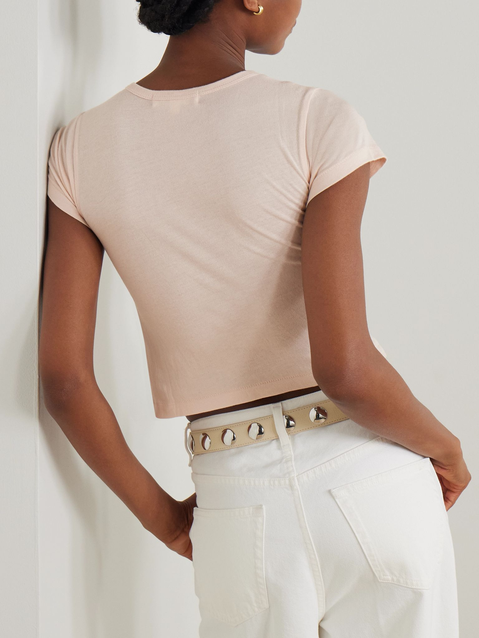 Baby Tee cropped cotton and modal-blend jersey T-shirt Pink - 3