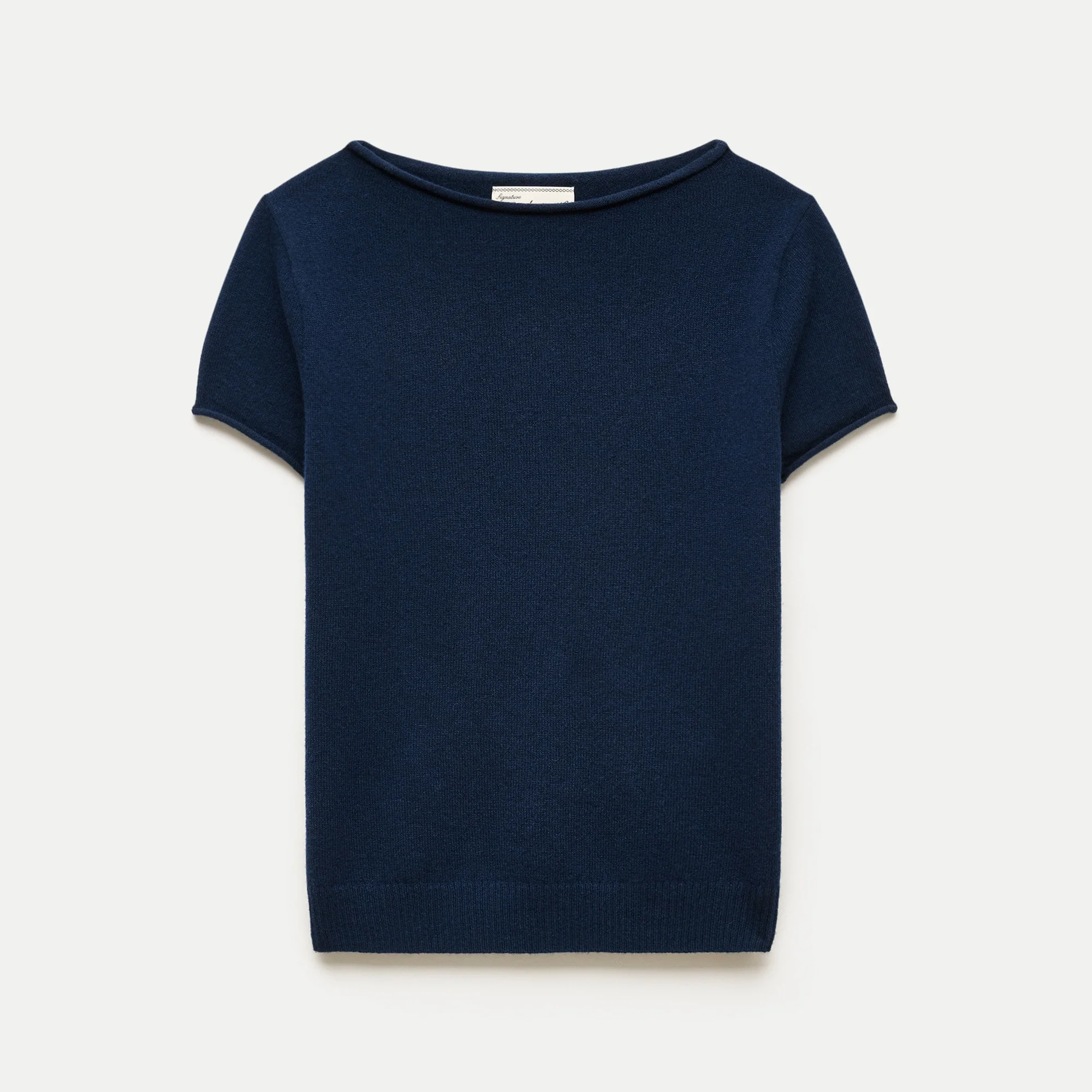 Rolled cashmere boatneck sweater-tee - 1