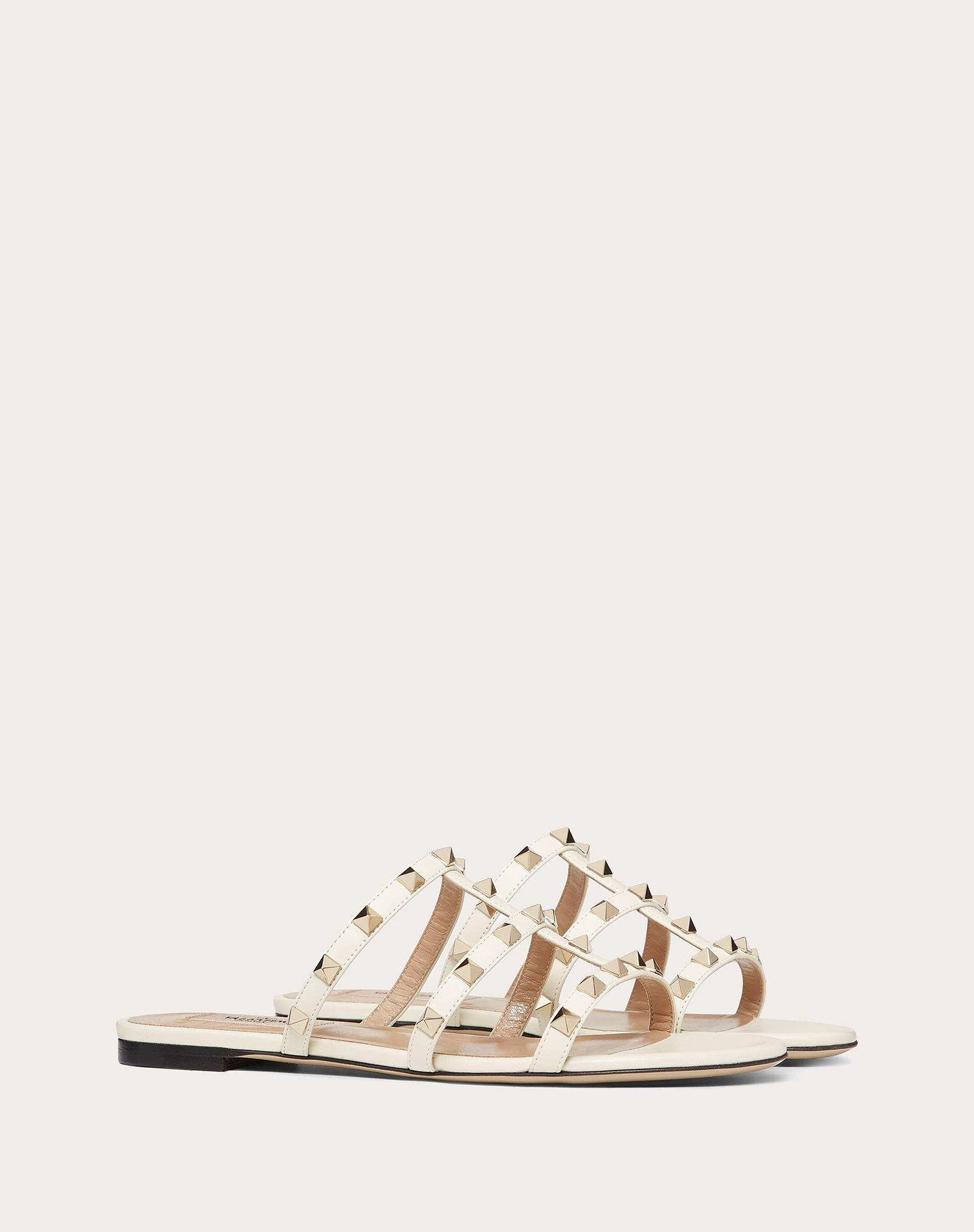 Rockstud flat calfskin slide sandal - 2