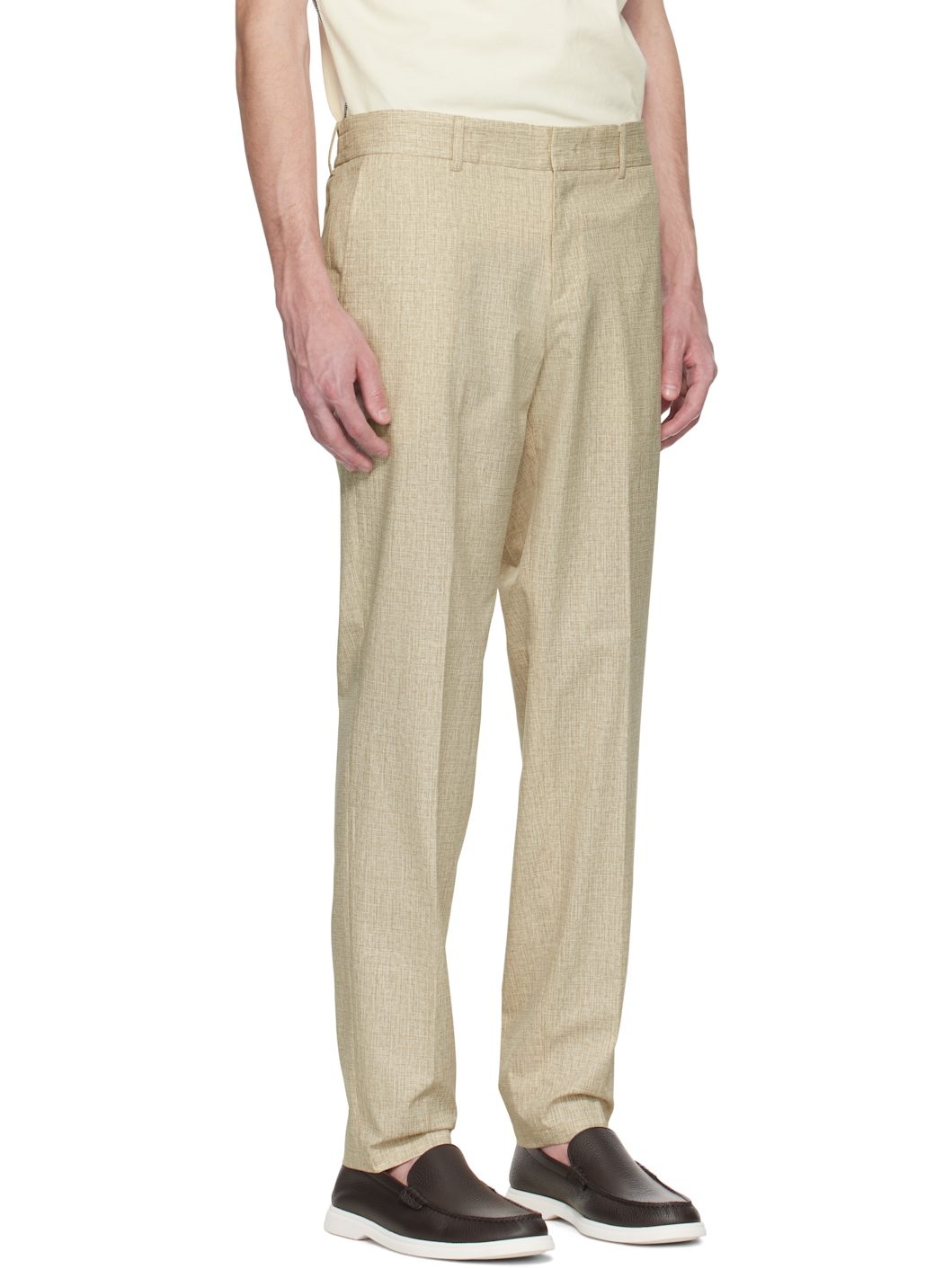 Beige Formal Water-Repellent Trousers - 2