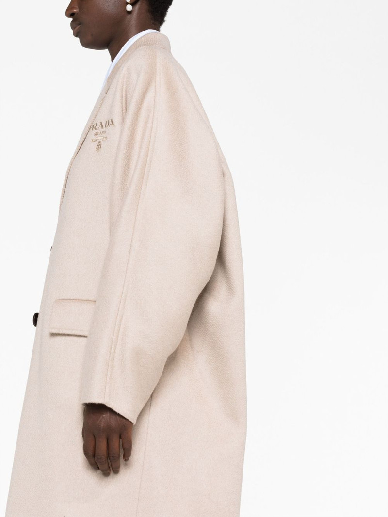 logo-embroidered cashmere coat 5