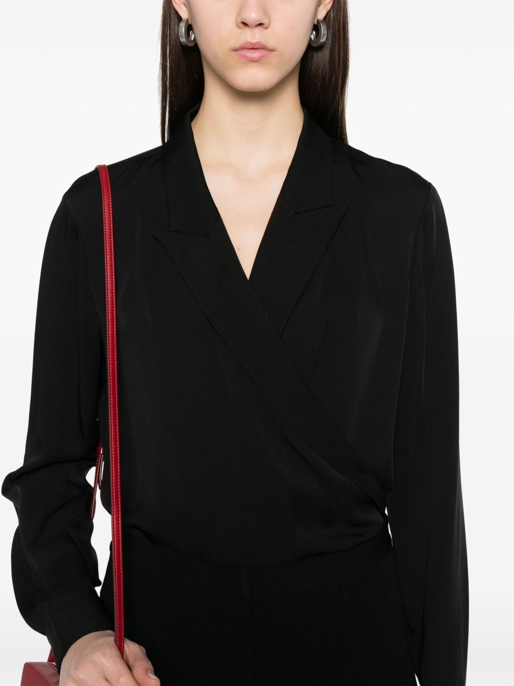 peak-lapel wrap blouse - 5