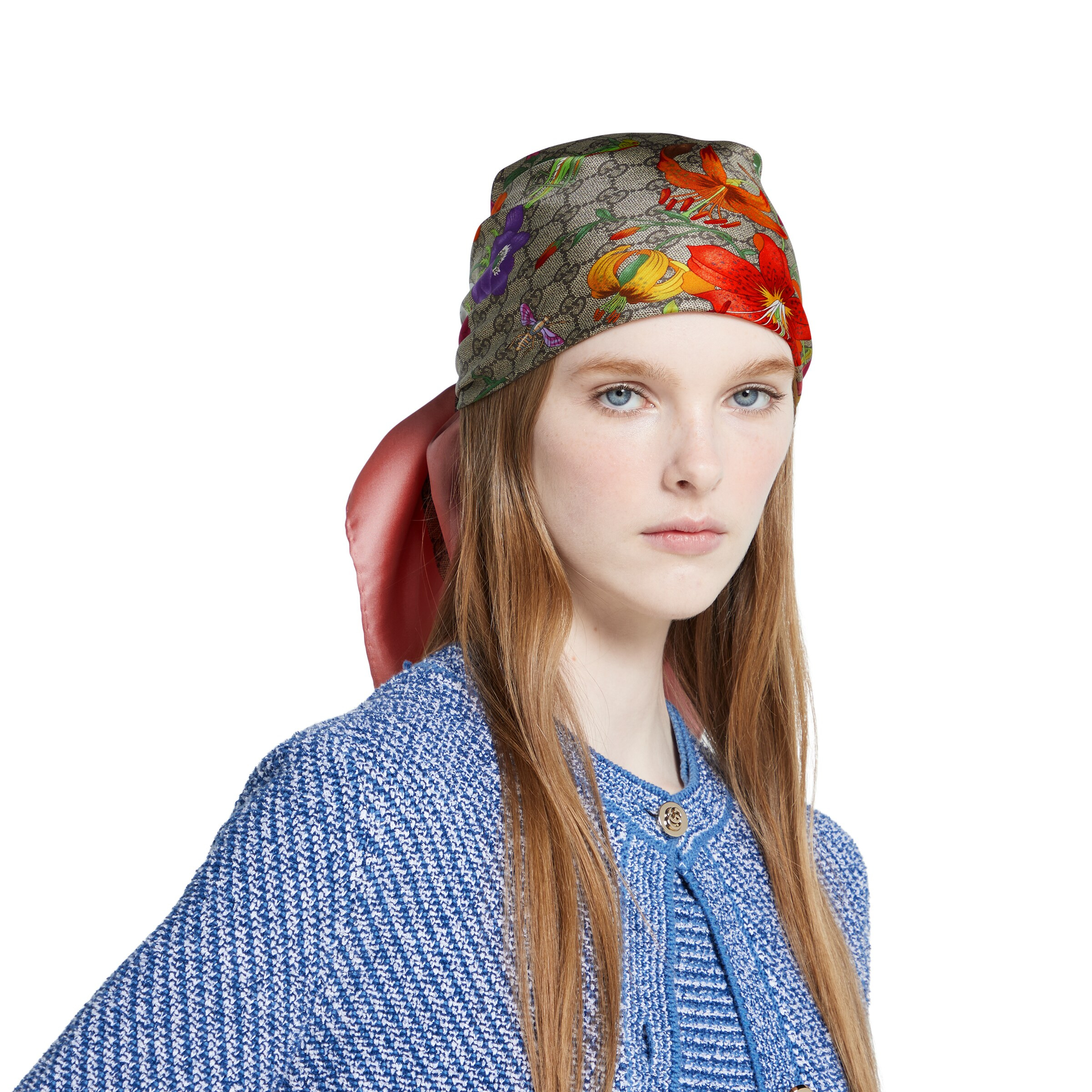 GG Flora print silk scarf - 6