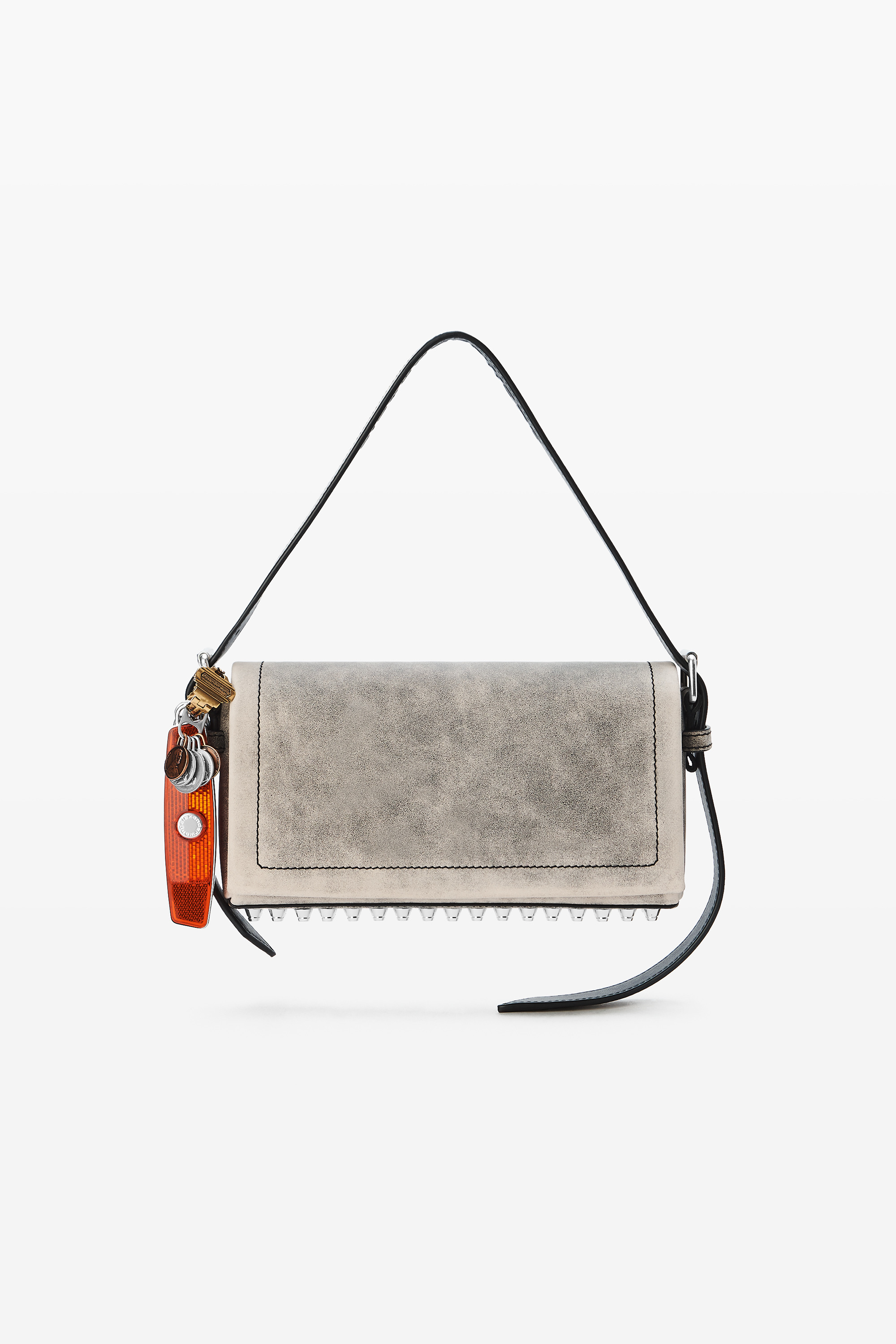 Black Crackle Leather Ricco Slim Flap Bag - 1
