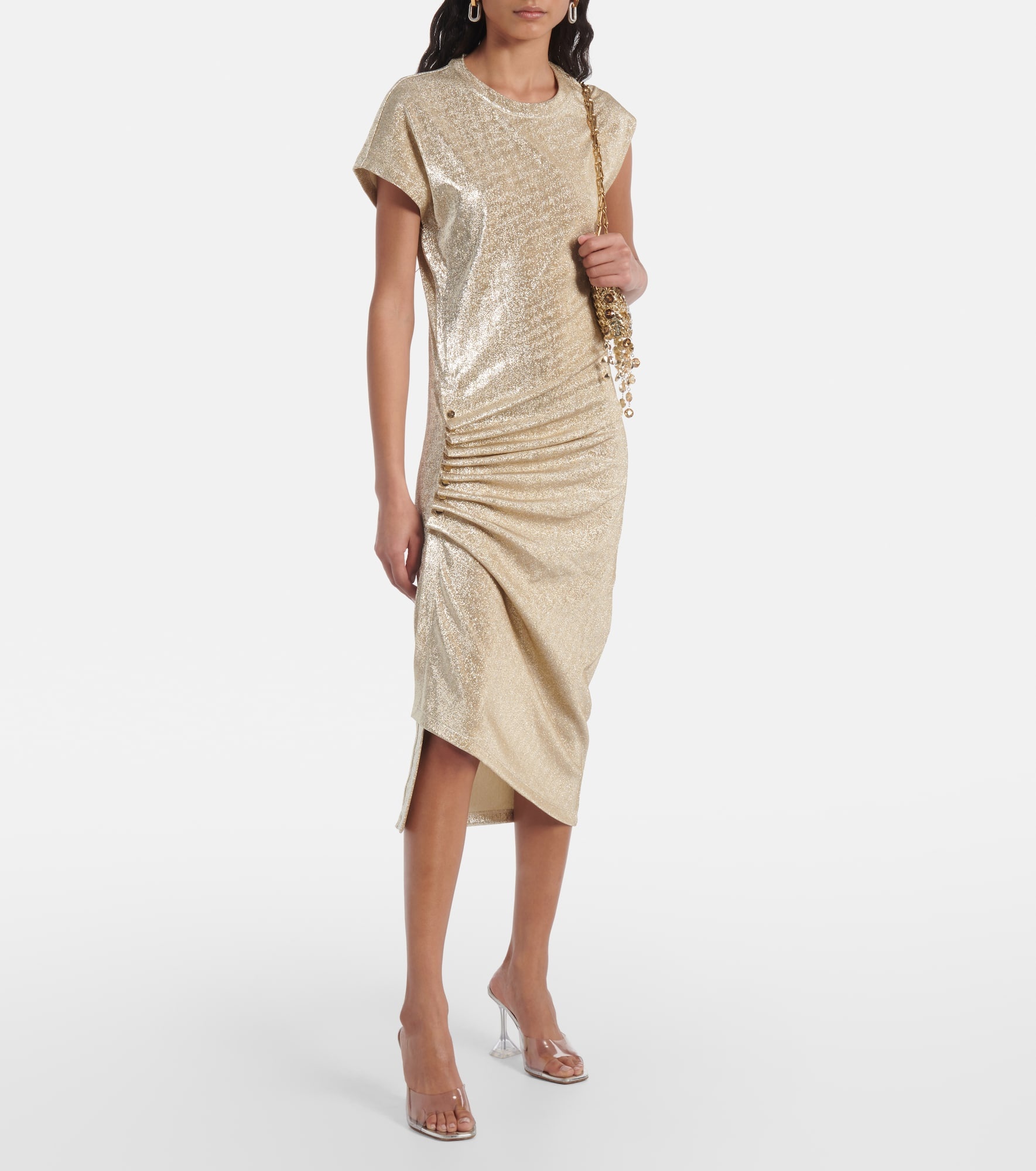 Asymmetric draped midi dress - 2