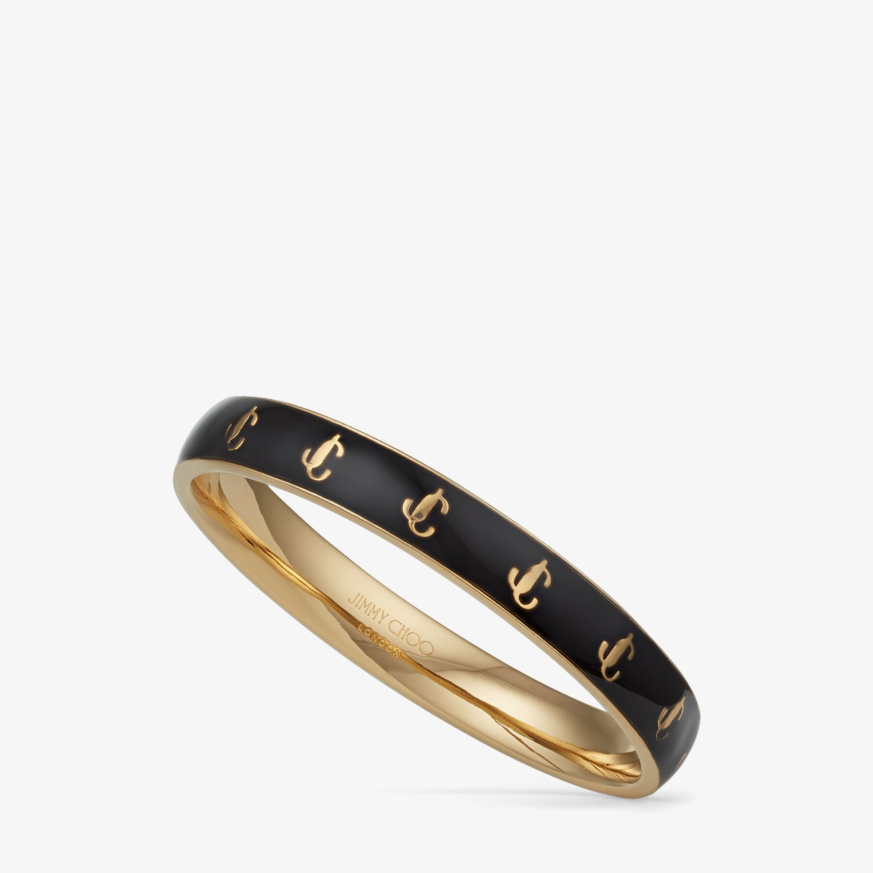 JC Enamel Bangle
Gold-Finish Metal and Black Enamel JC Bangle - 4
