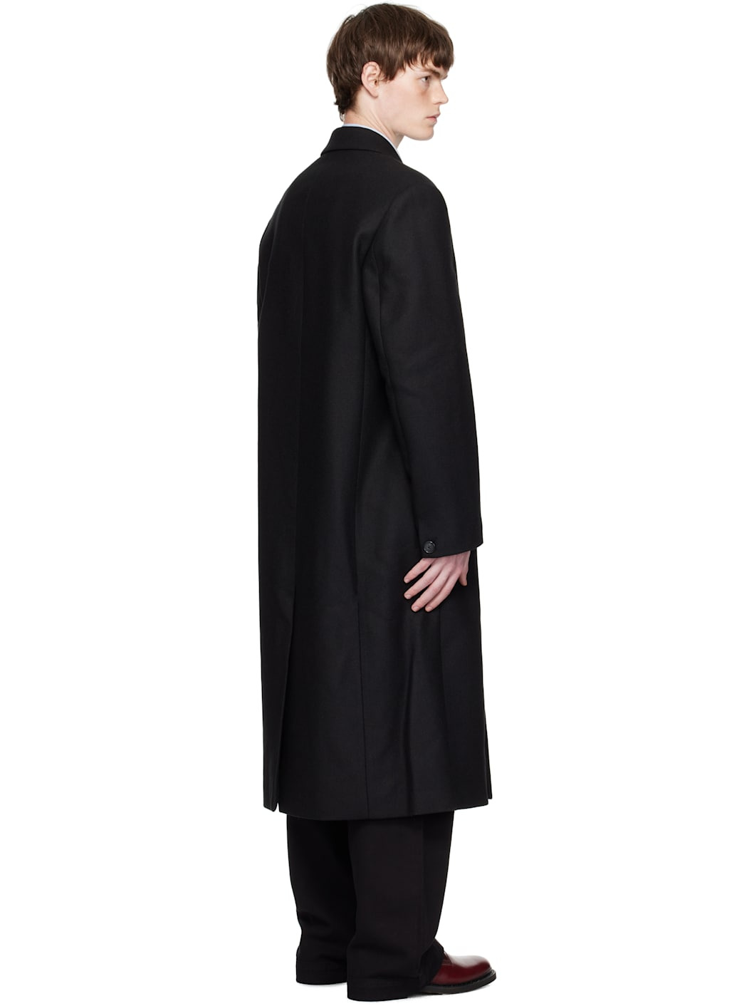 Black Relaxed Double Breasted Coat - 3