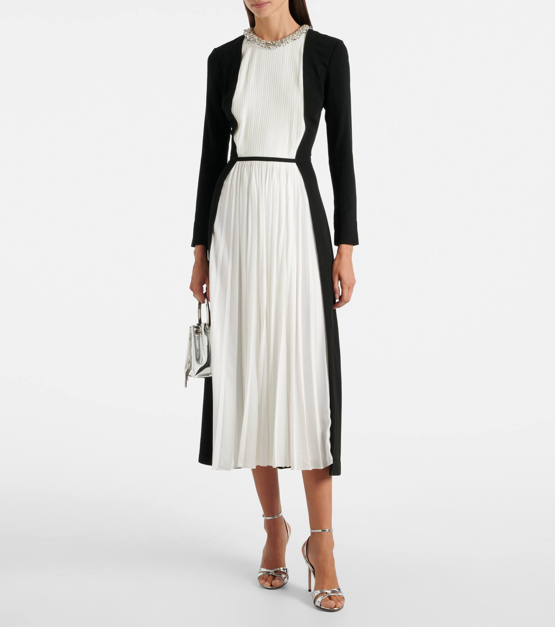 Esther embellished crêpe and plissé midi dress - 2
