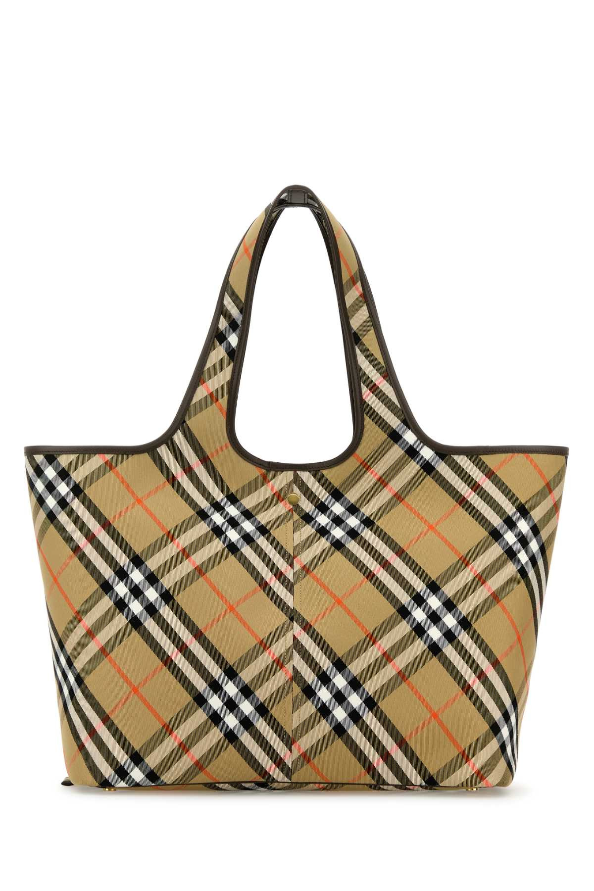 Burberry Women Embroidered Canvas Medium Check Shopping Bag - 3