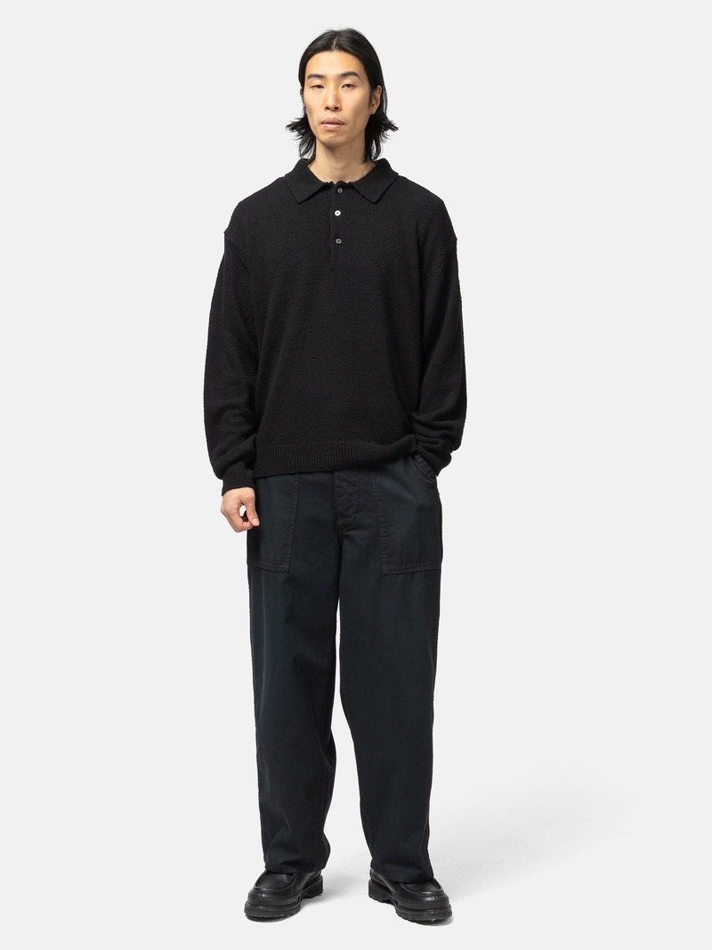 A.PRESSE Washed Silk Nep Polo Shirt Black outlook