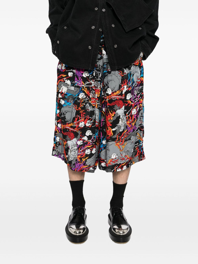 flame-skull print shorts 5