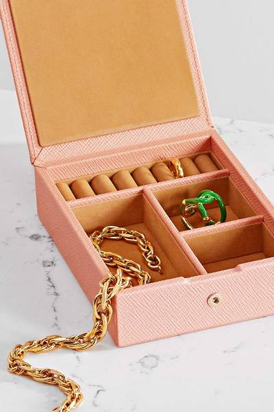 Smythson Panama textured-leather jewelry box outlook
