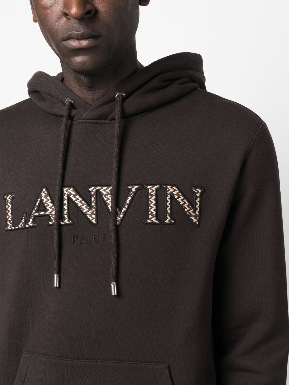 embroidered-logo cotton hoodie - 5