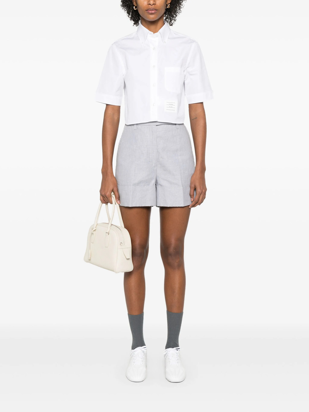 Poplin Cropped Short Sleeve Shirt Women - 2