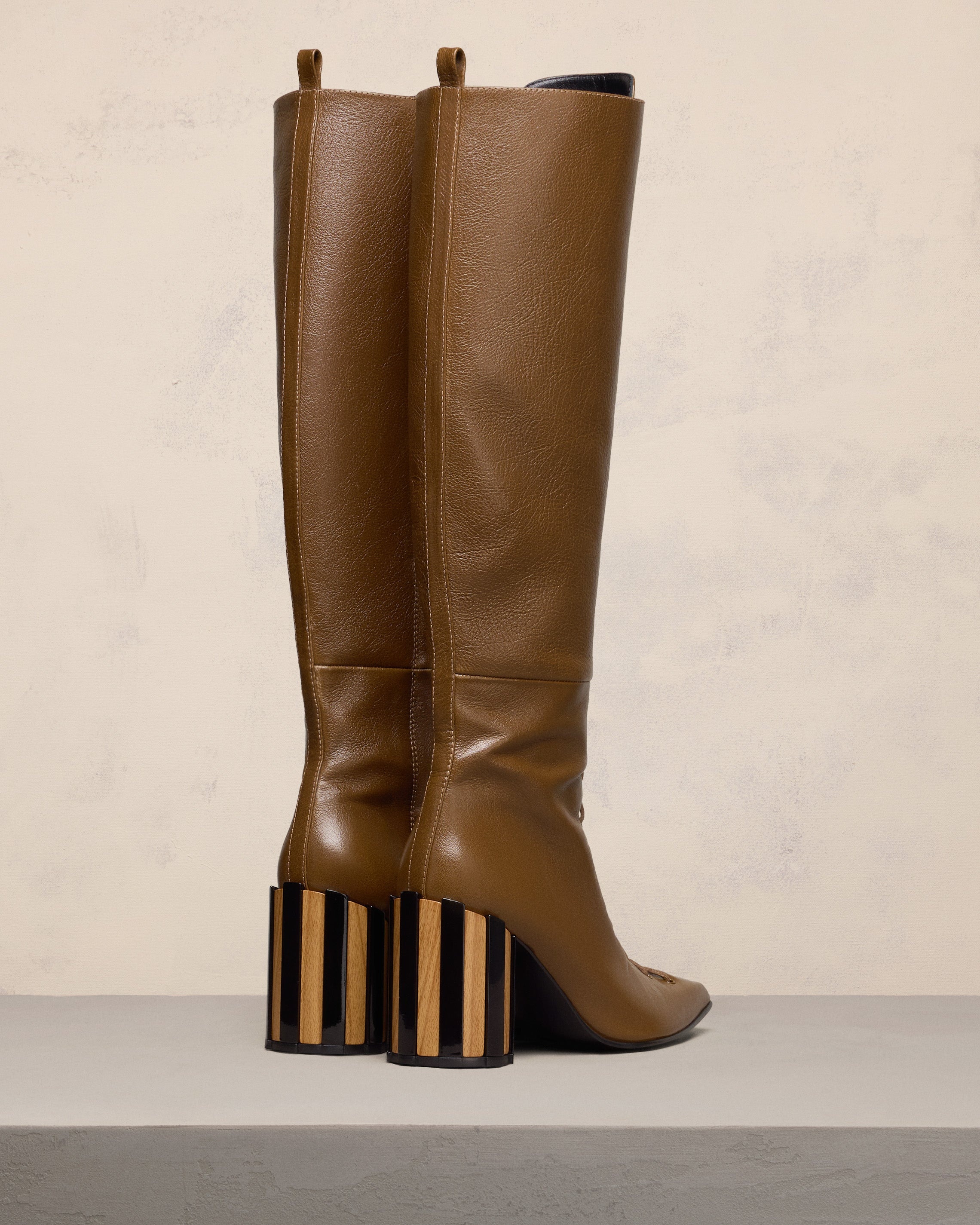 POINTED TOE LACE-UP KNEE HIGH BOOTS - 4