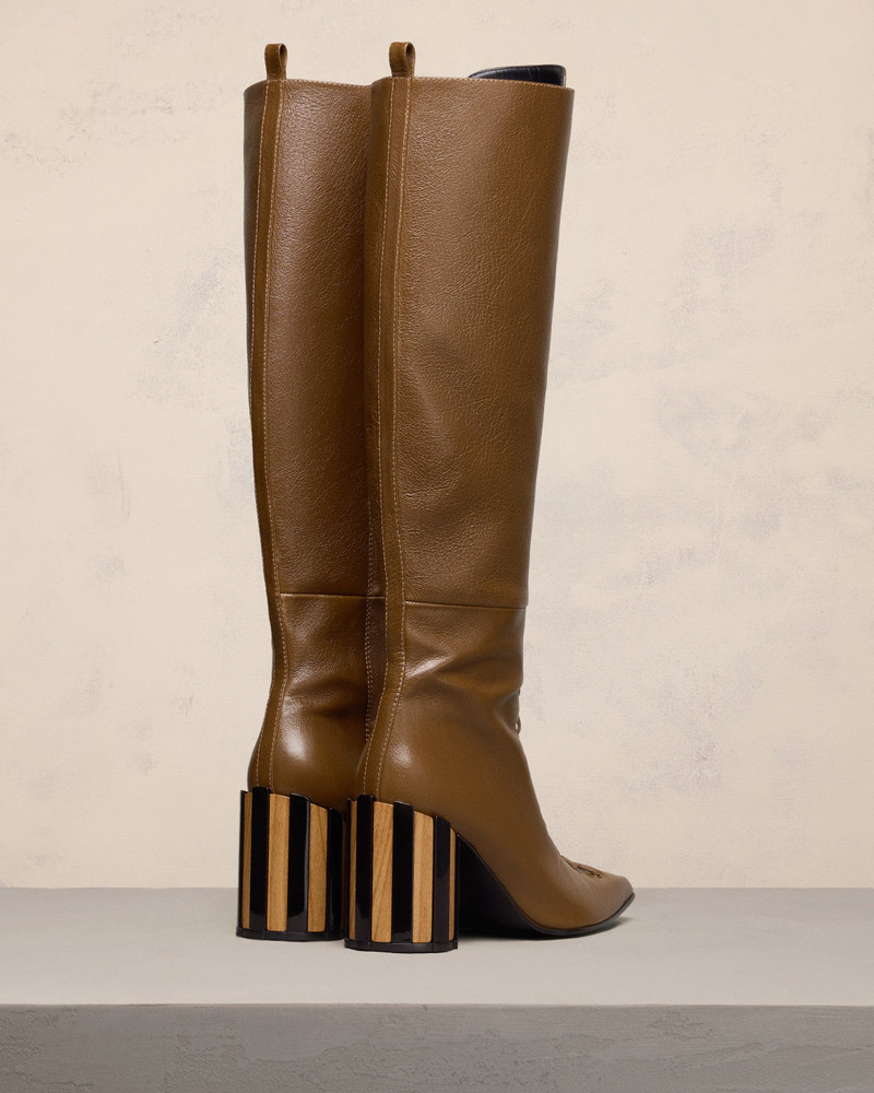 POINTED TOE LACE-UP KNEE HIGH BOOTS 4