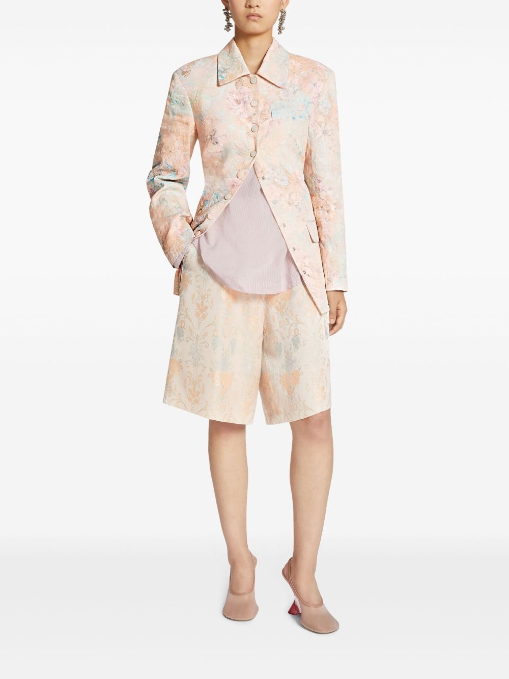 【DRIES VAN NOTEN】Floral jacquard blazer ブレザー Floral jacquard blazer in burgundy - Dries Van Noten | Mytheresa