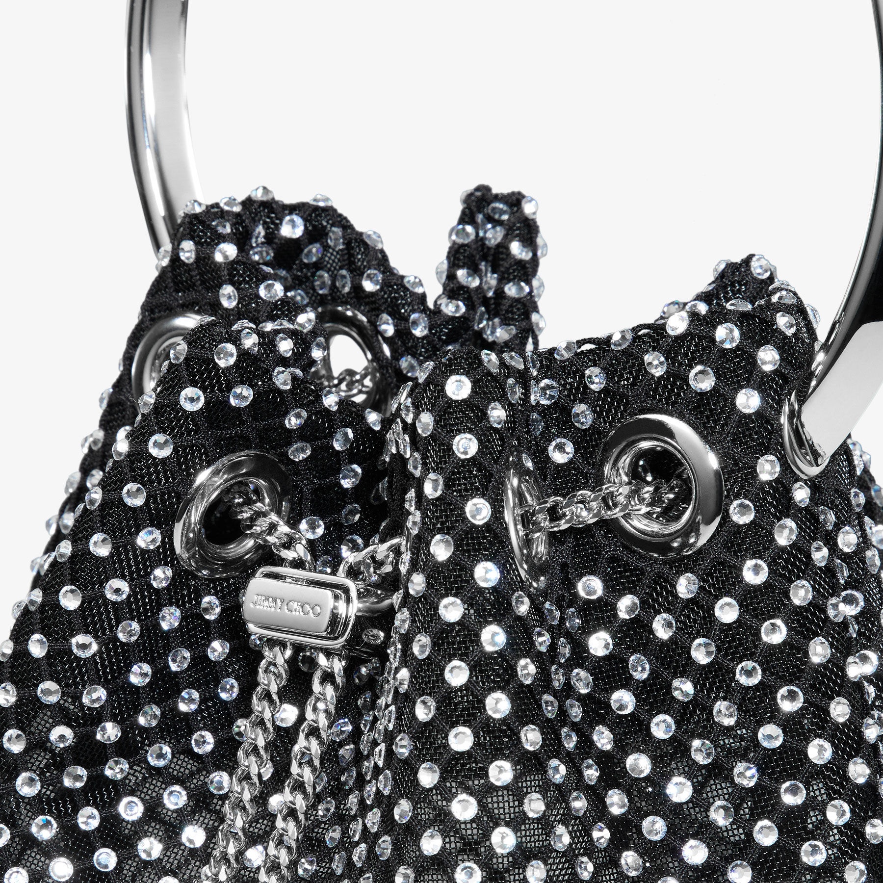 Bon Bon
Black Satin Crystal Mesh Handbag - 4