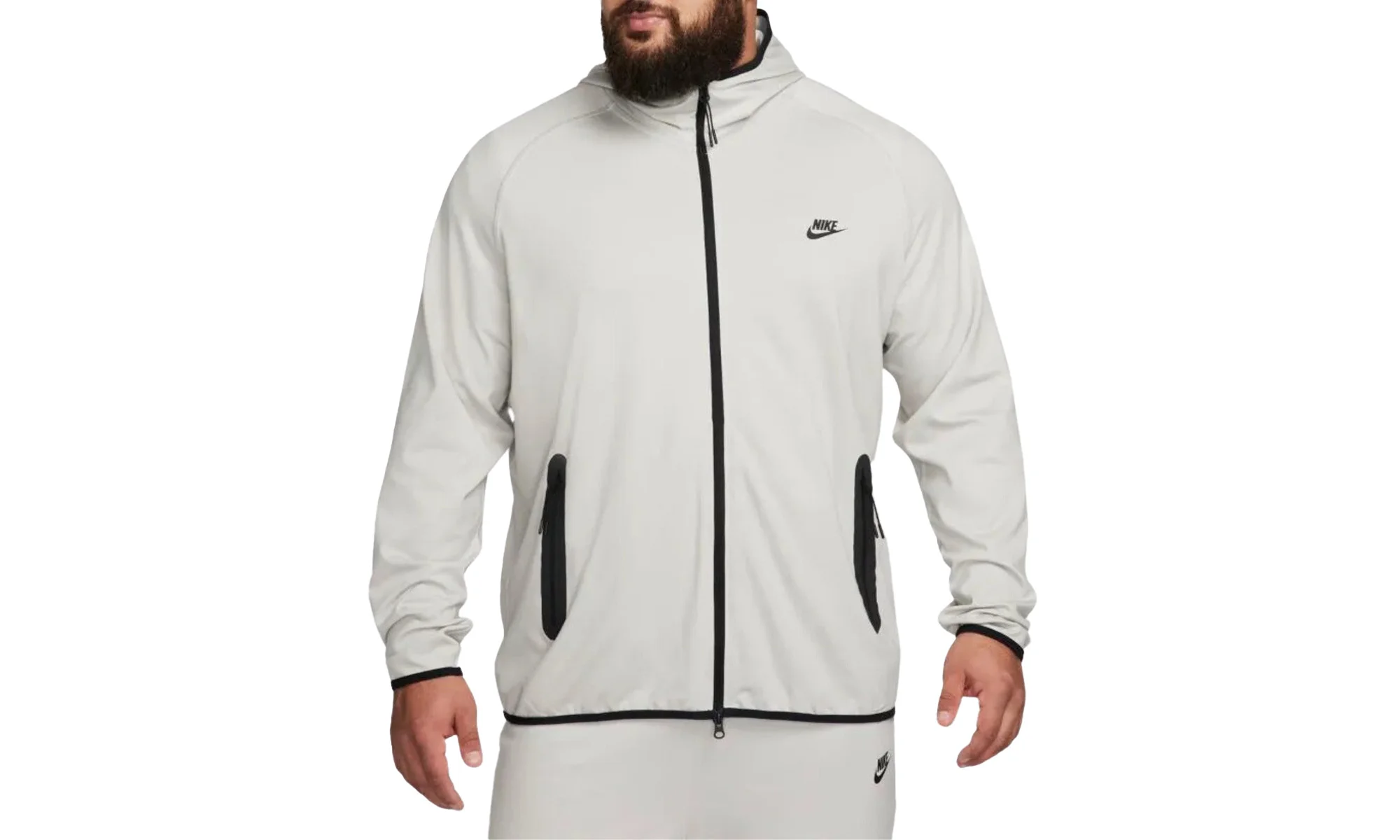 Tech Men's Lightweight Knit Full-zip Hoodie "GREY/BLACK" - 1