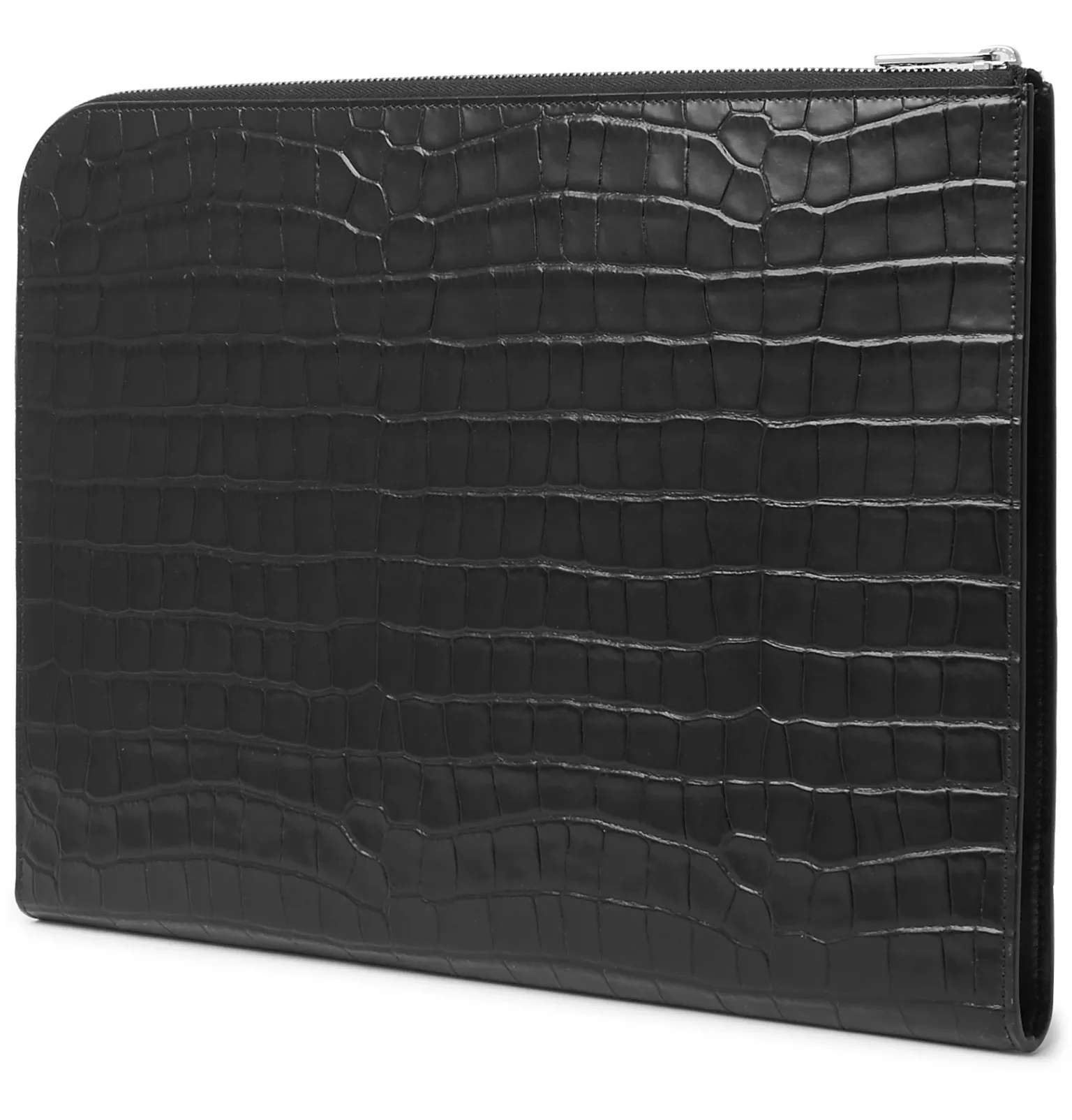 Embellished Croc-Effect Leather Pouch - 4