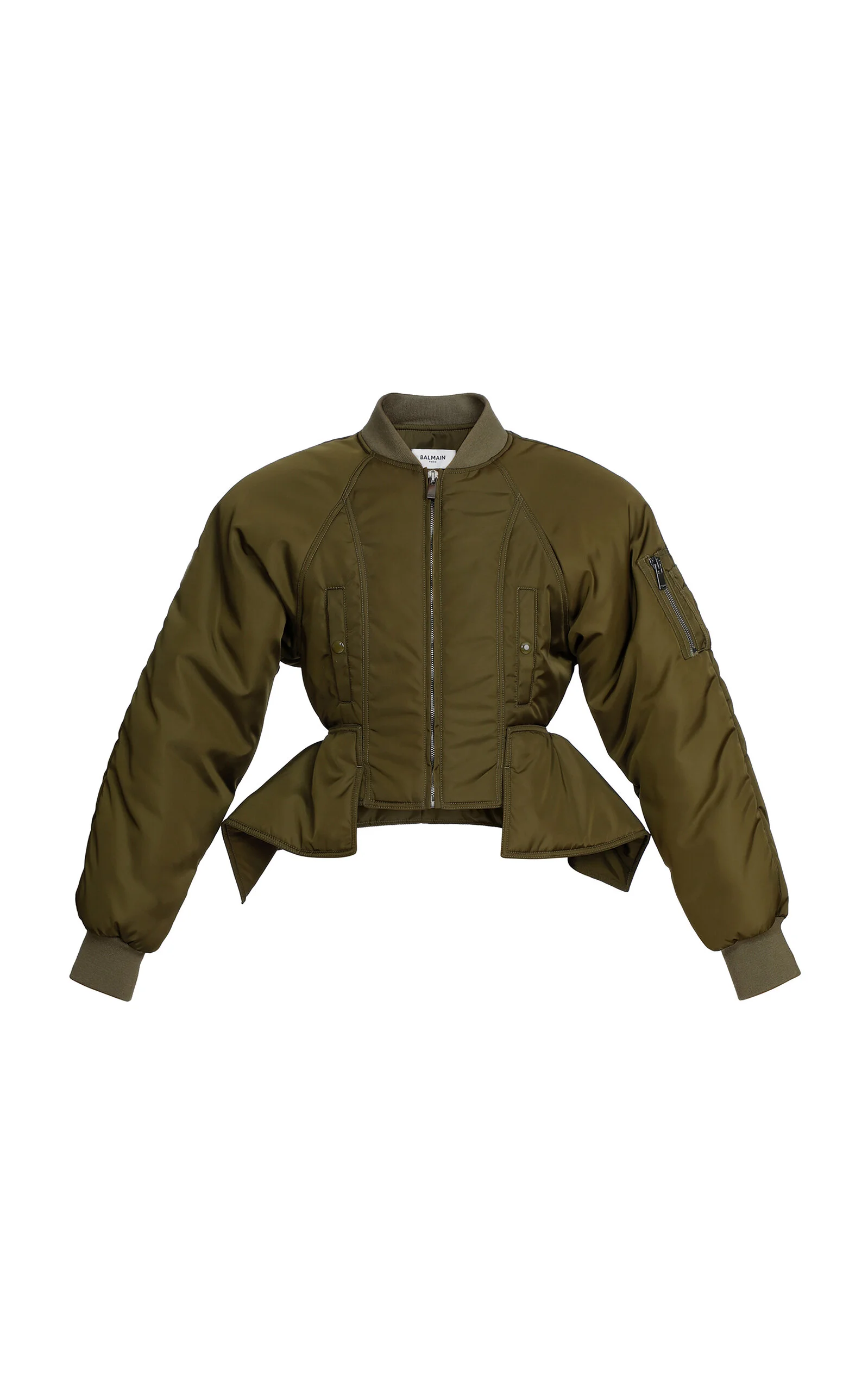 Peplum Nylon Bomber Jacket - 1