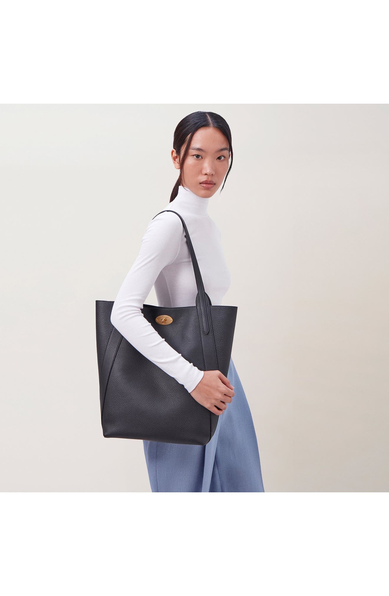 Mulberry Bayswater Heavy Grain Leather North/South Tote in Black at Nordstrom - 2
