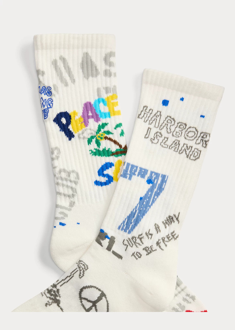 Peace Love Surf Mismatched Crew Socks 3
