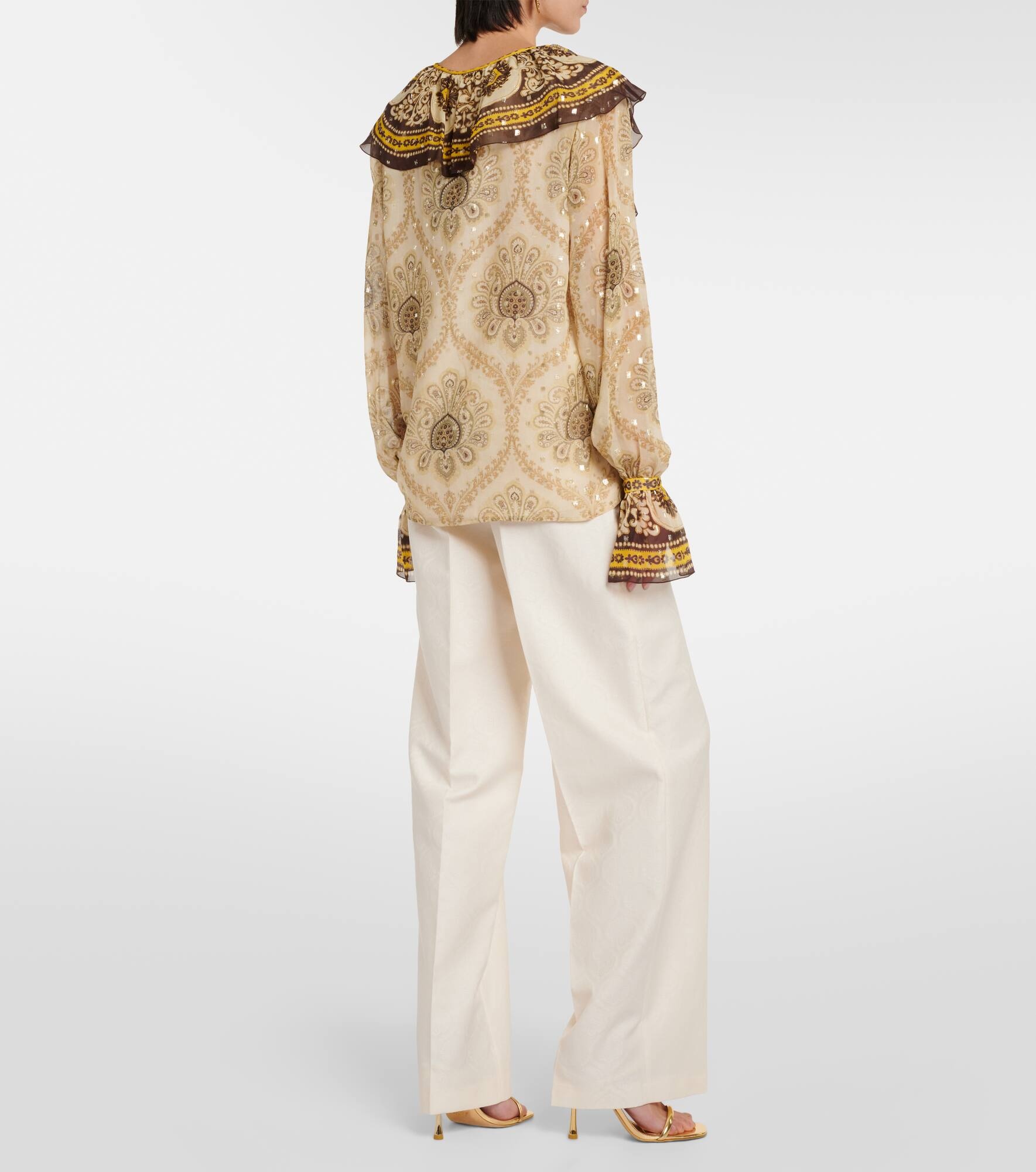 Ruffled paisley silk-blend blouse - 3