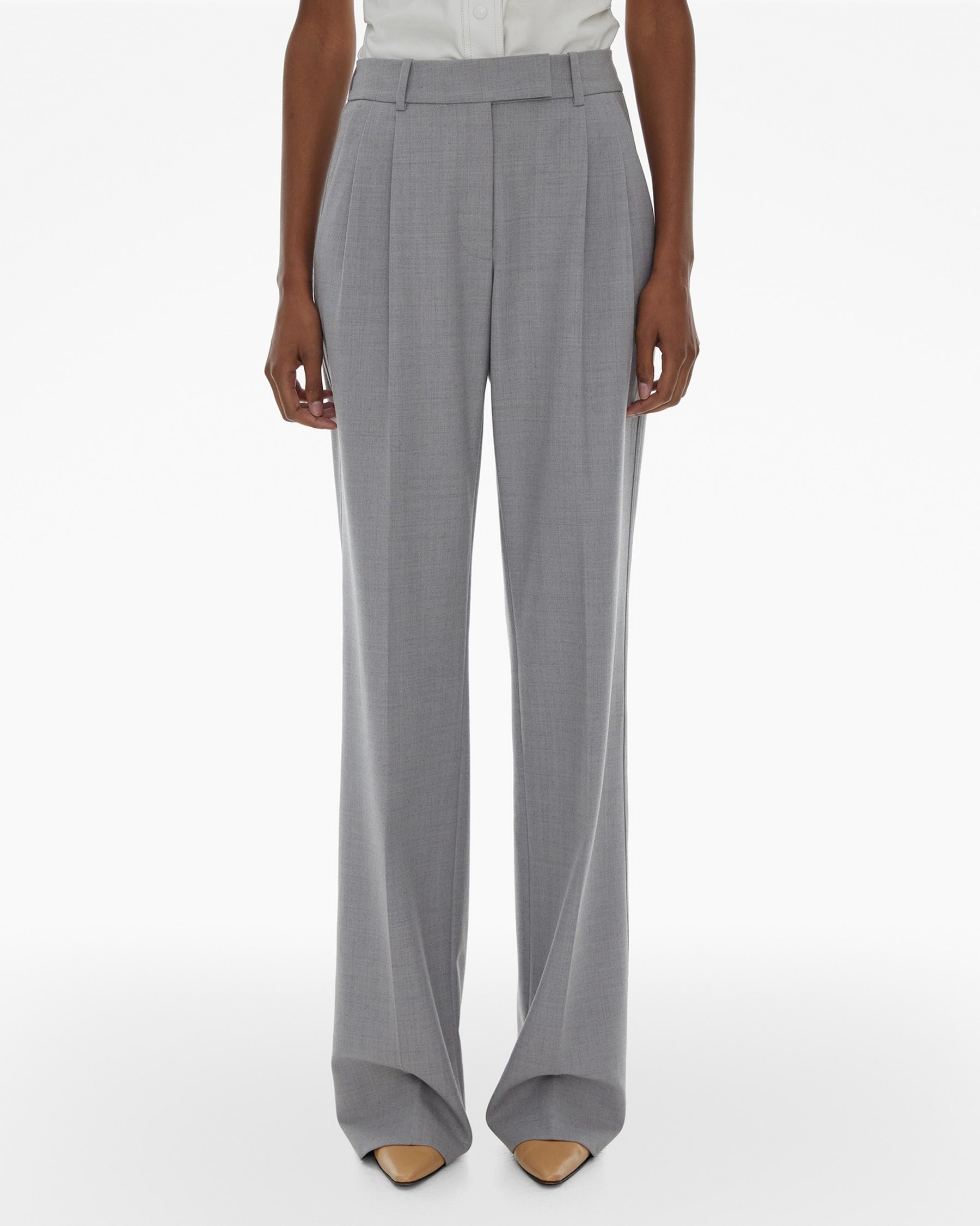 PLEATED STRETCH WOOL PANT - 3