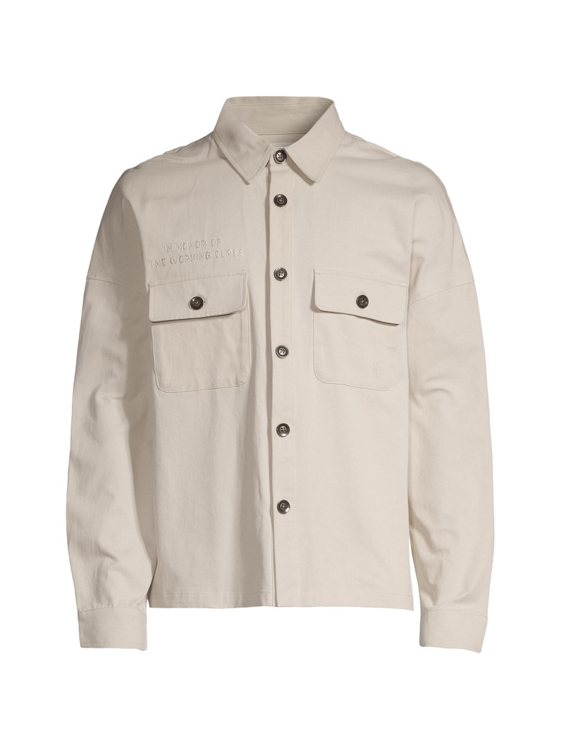 Men's Imprint Embroidered Shirt Jacket - Bone 1