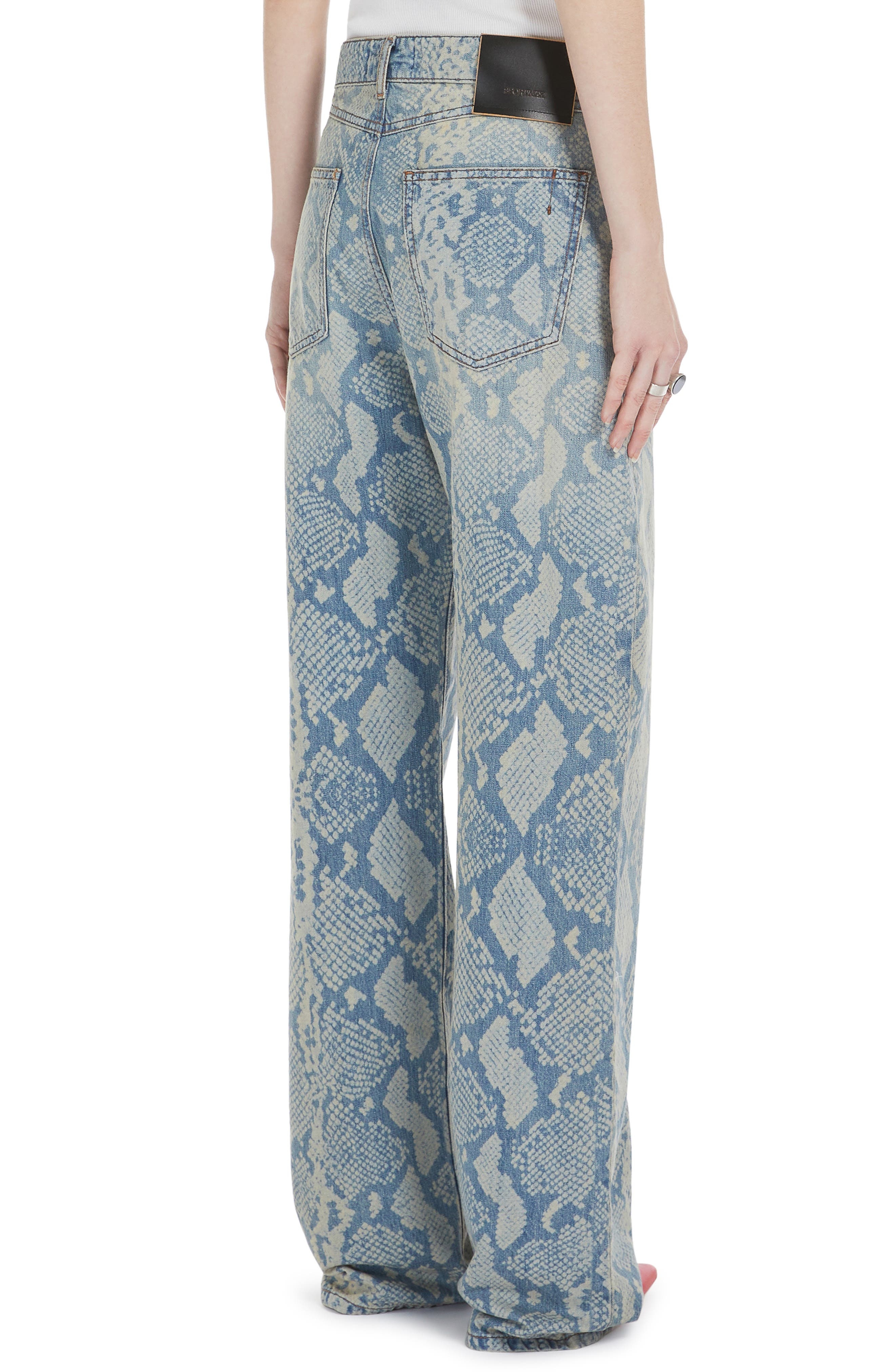 Python Print Denim Wide Leg Jeans - 2