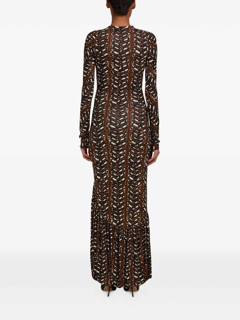 leaf-print maxi dress - 3