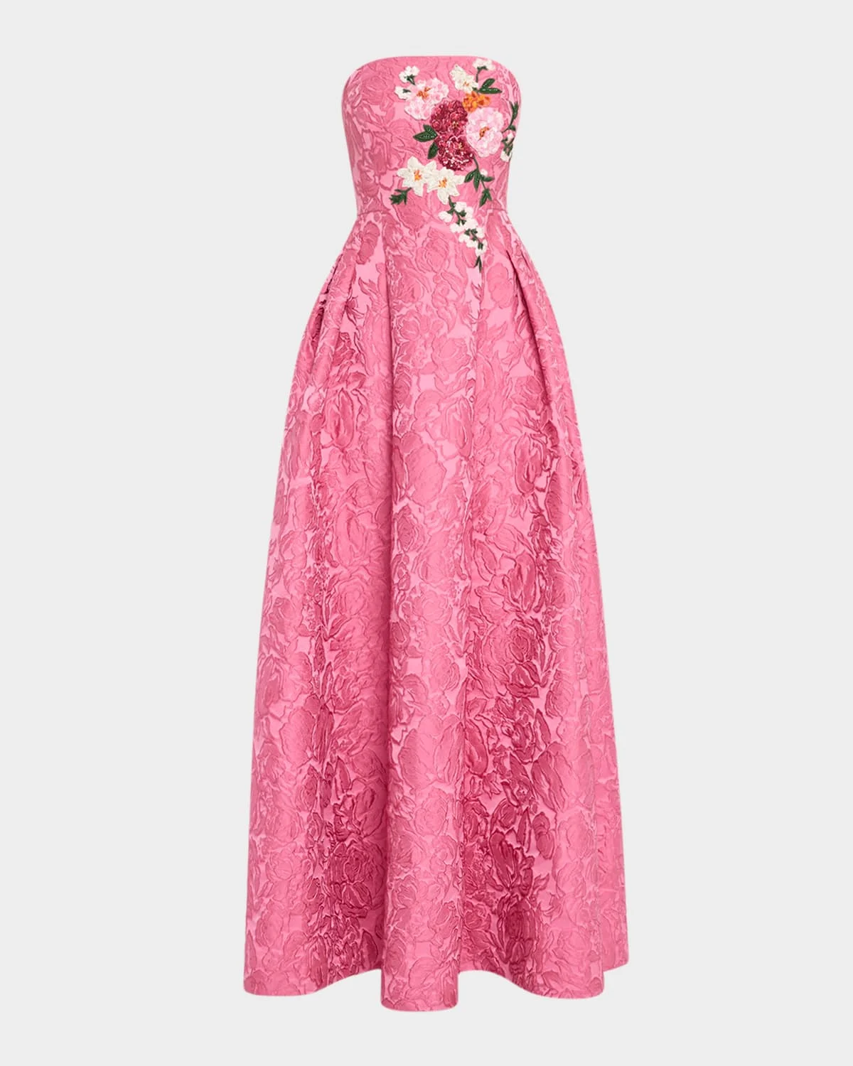 Belle Embroidered Floral Jacquard Gown - 1