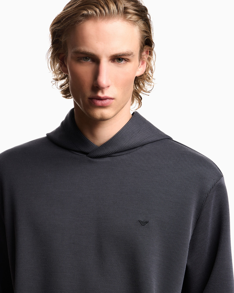 EMPORIO ARMANI HOODED SWEATSHIRT IN PLATED-EFFECT CANNETÉ outlook