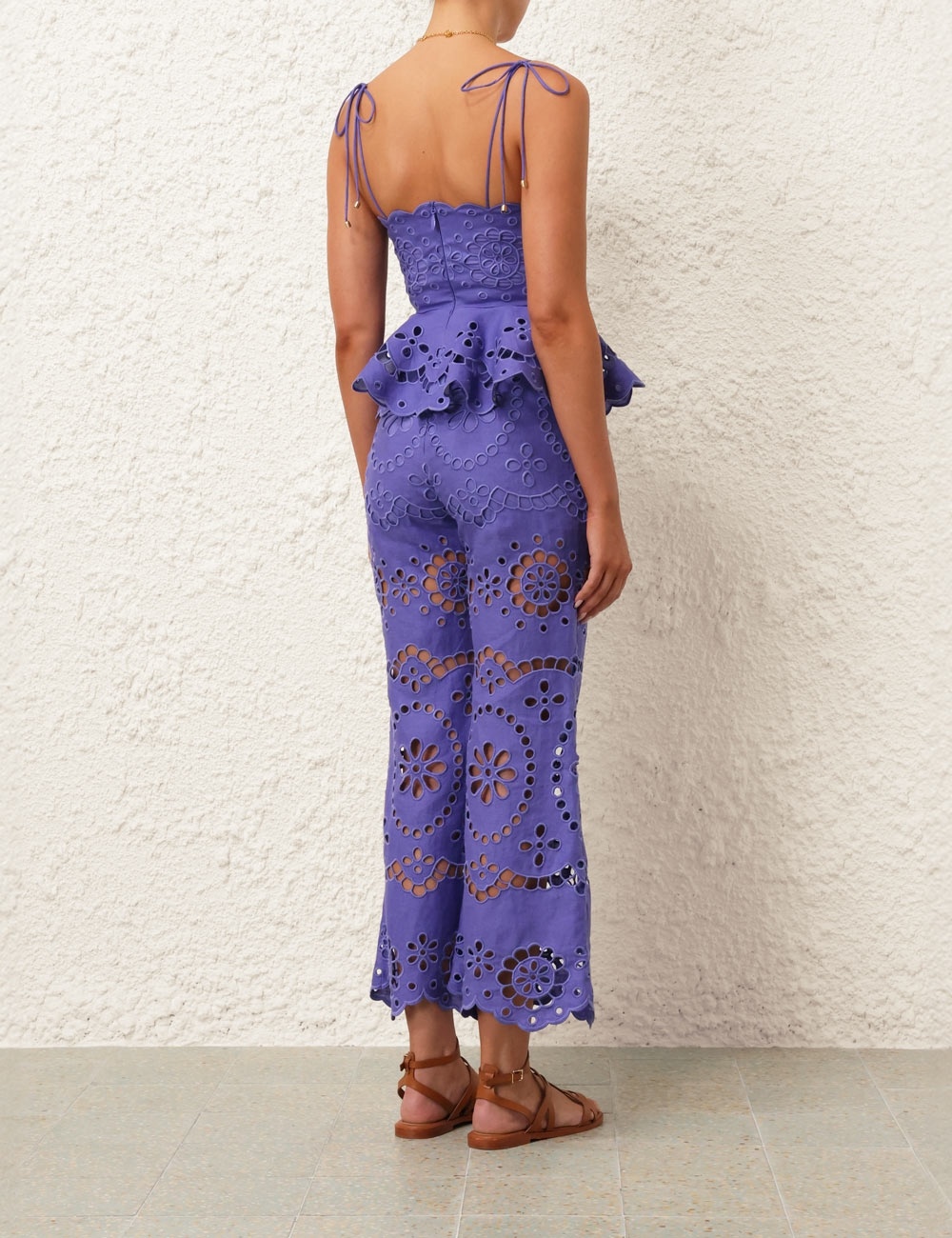 Zimmermann POP EMBROIDERED CROP PANT | REVERSIBLE